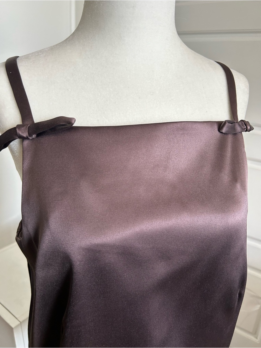 GAP Satin Square-Neck Bow Top Terra Brown Size M – Excellent Condition
